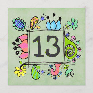 13. Doodles farbenfrohe Geburtstagsparty Einladung