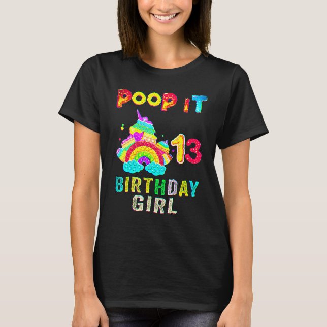 13. Fidget Pop It Birthday Girl Party Dreizehn 13 T-Shirt (Vorderseite)
