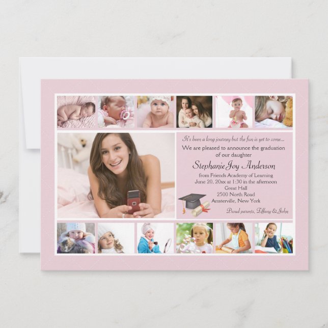 13 Foto Abschluss Collage (Benutzerdefiniert) Einladung (Vorderseite)