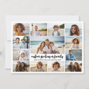 13-Foto-Collage mit Familientext in der Mitte Feiertagskarte