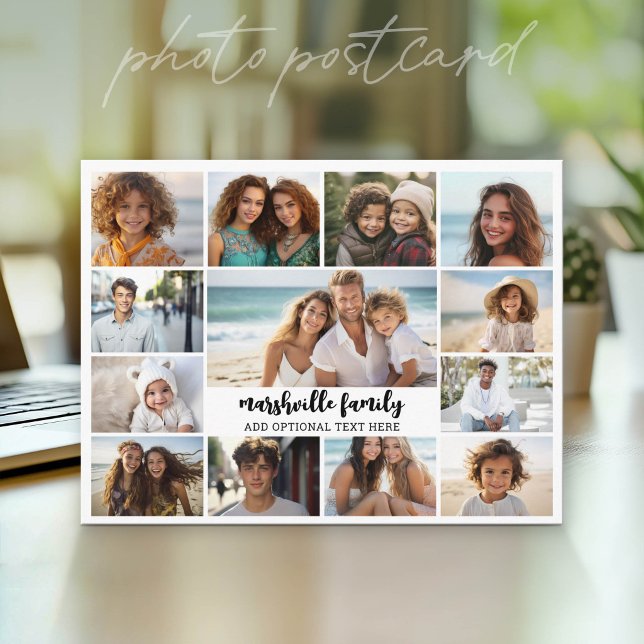 13 Foto-Collage Optional Text -- Familie -  Postkarte (Photo Postcard - Customize with your favorite photos)