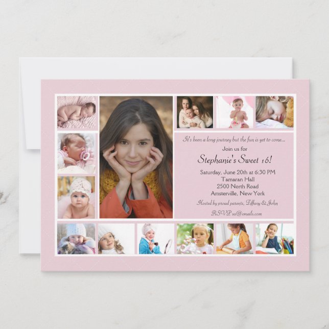 13 Foto-Collagen-vertikale Foto-Einladung Einladung (Vorderseite)