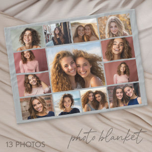 13-Foto-Instagram-Collage mit grauem Hintergrund Fleecedecke