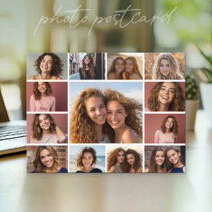 13-Foto-Instagram-Collage mit weißem Hintergrund Postkarte