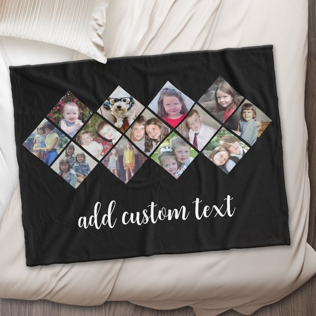 13 FotoCollage - Diamantmuster - schwarz Fleecedecke (Periodic Table of Elements - Custom Fleece Blanket)