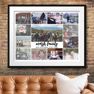 13 FotoCollage Optionaler Text — Familie - weiß Poster