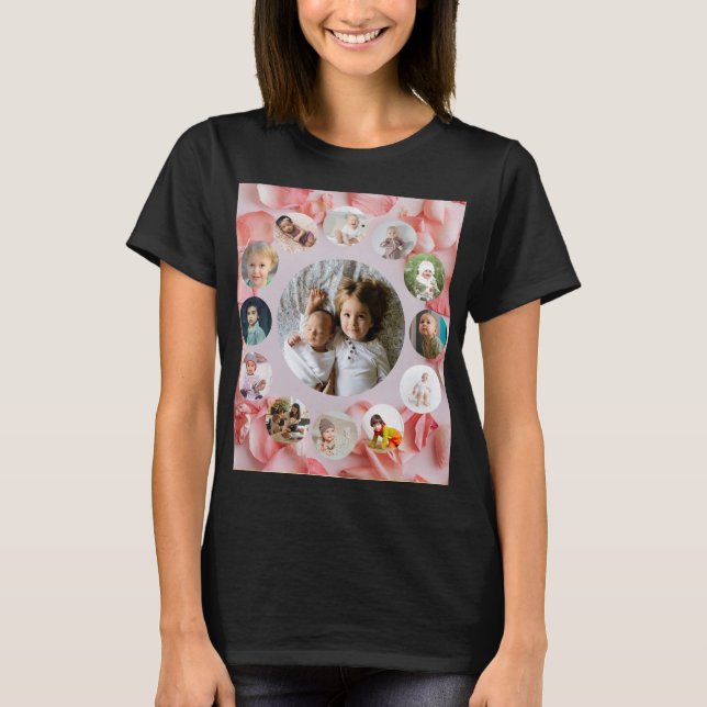 13 Fotos Collage Personalisiert Name rosy T-Shirt (Vorderseite)