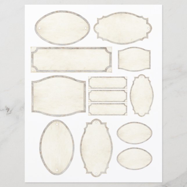 13 französische Labels Vintages Parchment für Jars (Vorderseite)