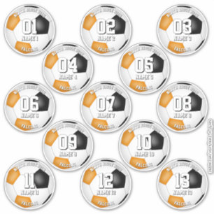 13 Fußball-Spieler orange Mannschaftsfarben Aufkleber