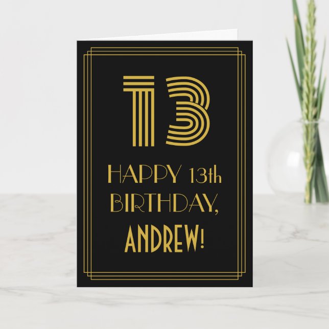 13. Geburtstag: Art Deco Inspiriert Look "13" & Na Karte (Vorderseite)