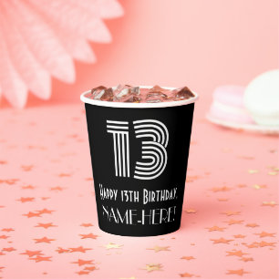 13. Geburtstag — Art Deco Inspiriert Look "13" + Pappbecher