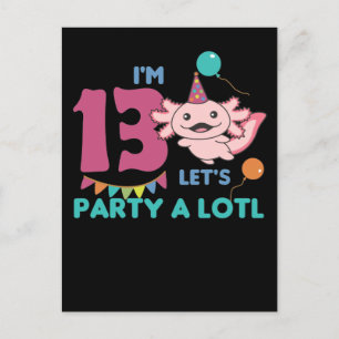 13. Geburtstag Axolotl Dreizehn Jahre alte Axolotl Postkarte