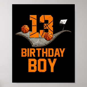 13. Geburtstag Basketball Jersey 13 Jahre alter Bo Poster