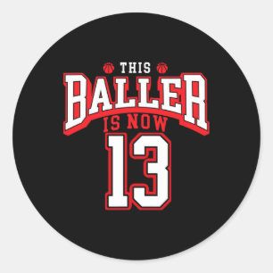 13. Geburtstag Basketball Lover 13 Jahre alter Tag Runder Aufkleber