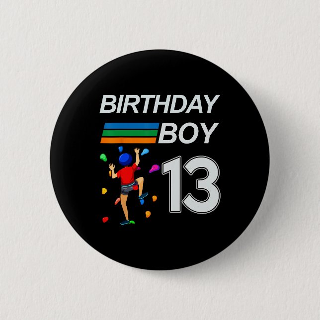 13. Geburtstag Bouldering Felsenklettern Für Button (Vorderseite)