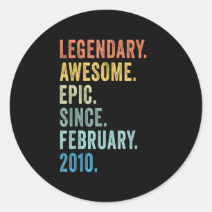 13. Geburtstag Boy Legendary Epic Phantastisch sei Runder Aufkleber