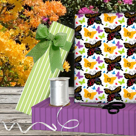13. Geburtstag Butterlies Handschrift Geschenkpapier Set