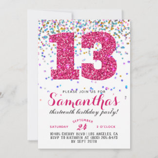13. Geburtstag Confetti Einladung