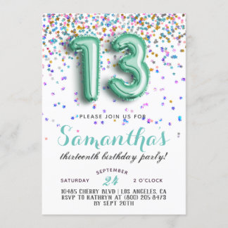 13. Geburtstag Confetti Einladung