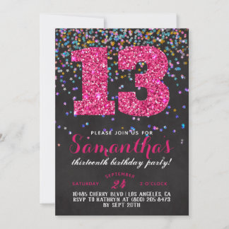 13. Geburtstag Confetti Einladung
