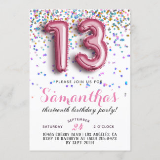 13. Geburtstag Confetti Einladung