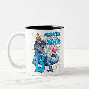 13. Geburtstag Dinosaurier 13 Jahre Junge Kinder Zweifarbige Tasse