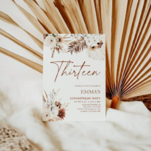 13. Geburtstag Einladung Boho Pampas