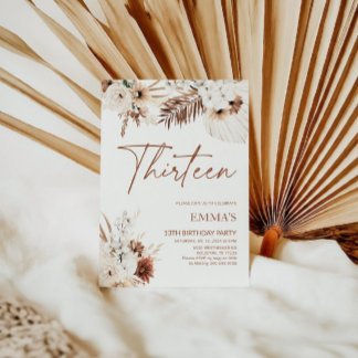 13. Geburtstag Einladung Boho Pampas