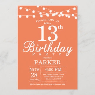 13. Geburtstag Einladung Koralle