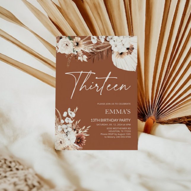 13. Geburtstag Einladung Terracotta Boho Pampas (Von Creator hochgeladen)