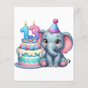 13. Geburtstag Elefantentorte Flyer