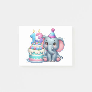 13. Geburtstag Elefantentorte Post-it Klebezettel