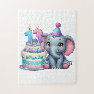 13. Geburtstag Elefantentorte Puzzle