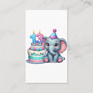 13. Geburtstag Elefantentorte Visitenkarte