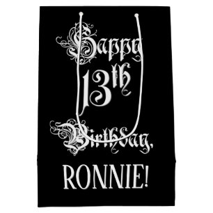 13. Geburtstag: Extravagant, elegant, Script + Ind Mittlere Geschenktüte