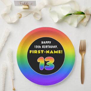 13. Geburtstag: Farbiger Regenbogen # 13, Individu Pappteller