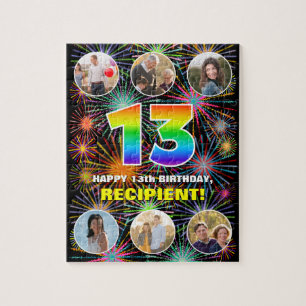 13. Geburtstag: Fun Rainbow #, Individuelle Name + Puzzle