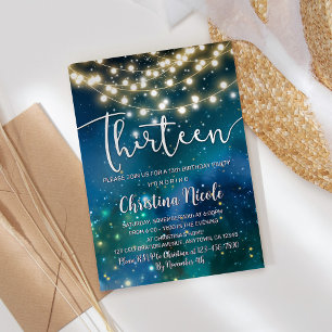 13. Geburtstag Galaxy Türkis Blau Grün Grün Einladung
