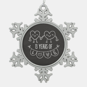 13. Geburtstag Geschenk Chalk Herzen Schneeflocken Zinn-Ornament
