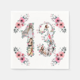 13. Geburtstag Girl Blume Foto Collage White Serviette
