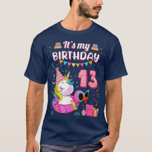 13. Geburtstag Girl Unicorn Duck Schwimmbad 13 Y T-Shirt