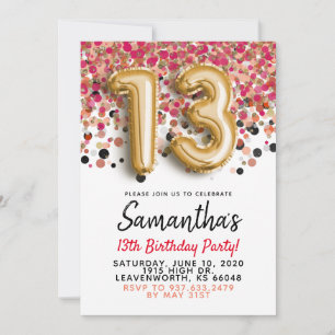 13. Geburtstag Gold Confetti Einladung