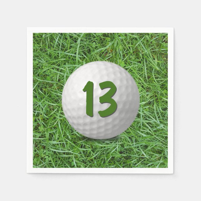 13. Geburtstag Golf Ball auf Grass Napkins Serviette (Vorderseite)
