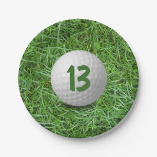 13. Geburtstag Golf Ball auf Grass Paper Plate Pappteller
