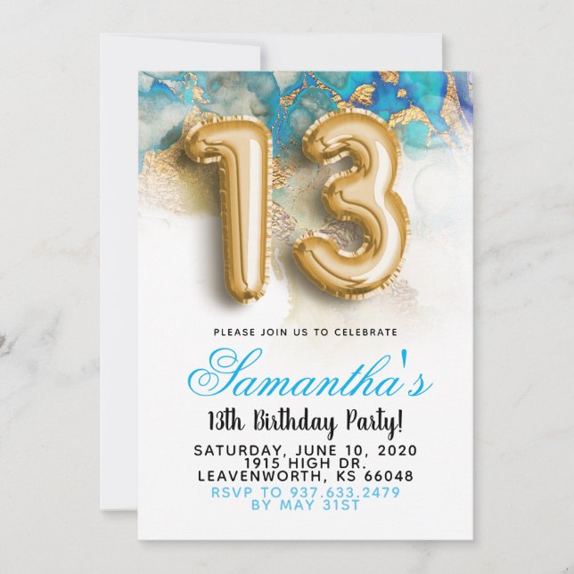 13. Geburtstag: Gradient Invitation Einladung (Vorderseite)