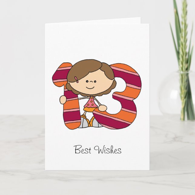 13. Geburtstag - Gruß-Karte - Mädchen Karte (Vorderseite)