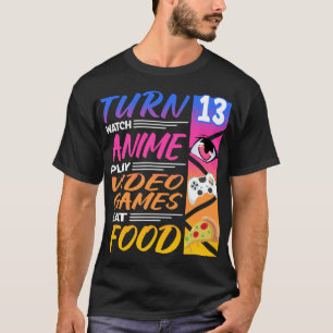 13. Geburtstag I Manga I Gamer I 90s Kawaii Pizza  T-Shirt