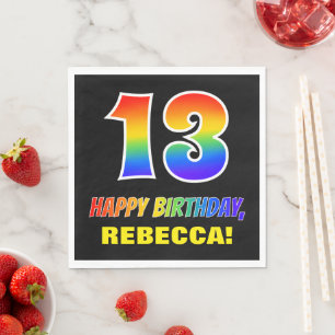 13. Geburtstag: kühl, Spaß, einfach, Regenbogen Serviette
