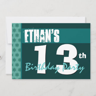 13. Geburtstag Moderne für ihn Green X208 Einladung