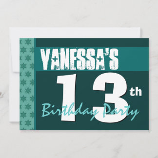 13. Geburtstag Modernes Grünes Muster Gerecycelt 2 Einladung